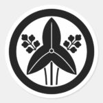 Threeleaf arrowhead with circle as Japanese Family Cresrts Sticker