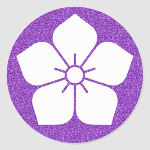 family_crests_white_kikyo_flower_button_classic_round_sticker-balloon-flower Kikyo balloon Flower for family crests sticker