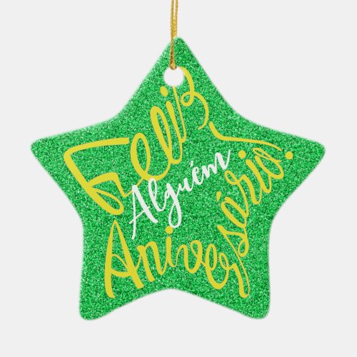 Feliz Aniversário em Alguém forma de estrela
ornamento