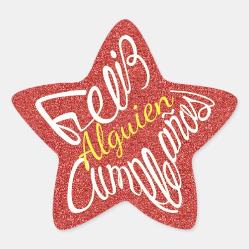 Feliz cumpleaños con estrellas pegatina estrella