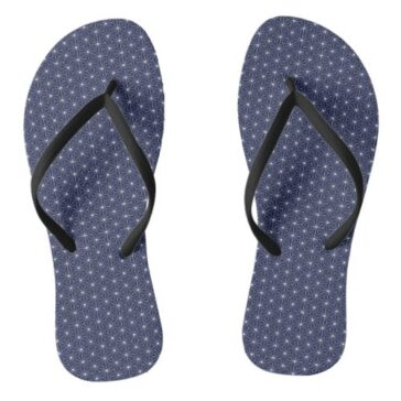 Flax-leaf dashes-white-line pattern traditional japanese flip flops 和柄ビーサン