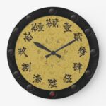 Old complex numbers of Kanji like Yoroi Large Clock GOLDEN SUN