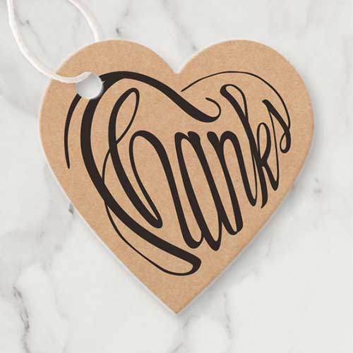 heart-shaped-thanks-english-favor-tag heart shaped thanks as calligraphy craft paper tag