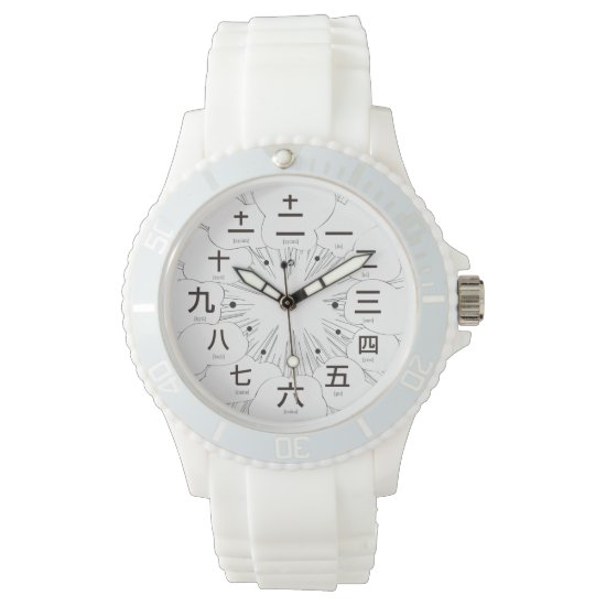 Japanese Kanji numeral style as MANGA white face wrist watch