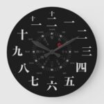Japan kanji style as black face square wall clock