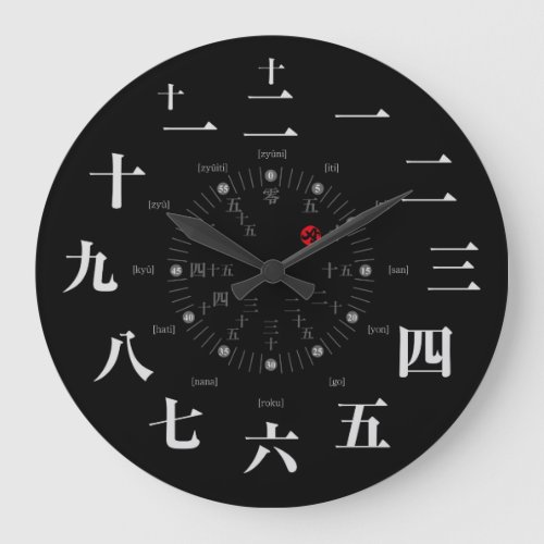 Japan kanji style as black face round wall clock