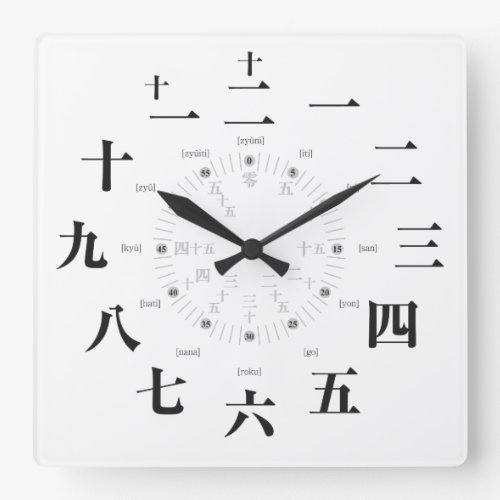 japan_kanji_style_white_face_square_wall_clock Japan kanji style as white face square wall clock
