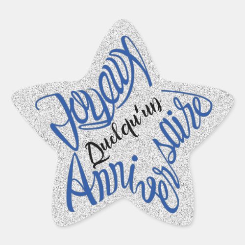 joyeux anniversaire en forme detoile autocollant étoile