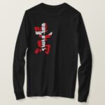Denmark by vertically with flag color in penmanship Kanji long sleeves T-Shirt