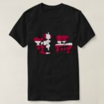Denmark with flag color Danmark in Kanji brushed T Shirt