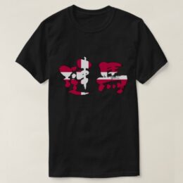 Denmark with flag color Danmark in Kanji brushed T-Shirt