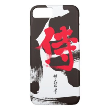 Samurai in Kanji and Katakana iPhone Case