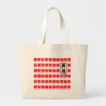 many kind of fishes for Sushi (red text) in Kanji Large Tote Bag
