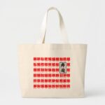 many kind of fishes for Sushi red text in Kanji Large Tote Bag