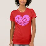 Pink heart shaped Love in nihongo kanji T-Shirt