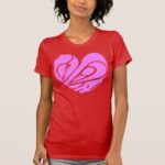 Pink heart shaped Love in nihongo kanji T Shirt