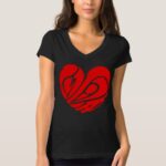 Red heart shaped Love in japanese Kanji T Shirt