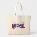 Russia flag color in brushed Kanji Large Tote Bag