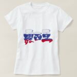 Russia in japanese Kanji with flag color ロシア 漢字 T-shirts
