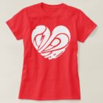 White heart shaped Love in Kanji T Shirts