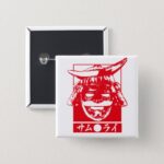 Samurai illustrations and Samurai in Katakana サムライ Buttons