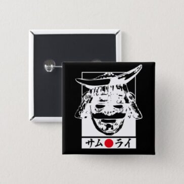 white Samurai illustration in japanese Katakana Button