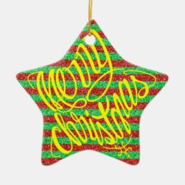 Merry Christmas calligraphy as star shapes ornament