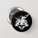 White Samurai illustration square Pin Button