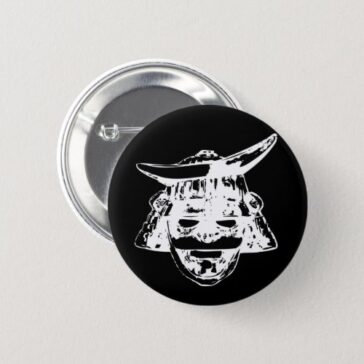 White Samurai illustration square Pin Button