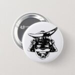 Samurai black illustration Button