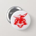 Samurai red illustration Round Button