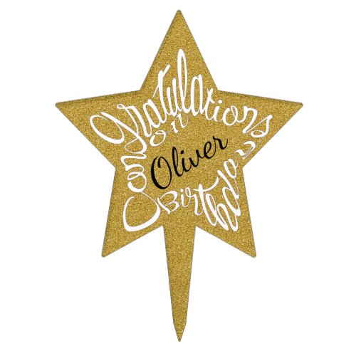 star shaped congratulations on oliver birthday cake topper