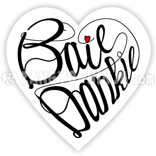 Baie dankie en liefde as hartvormige kalligrafie