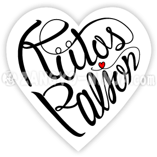 Kiitos paljon ja rakkautta sydämenmuotoisena kalligrafiana