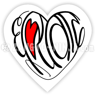 दिल के आकार की टाइपोग्राफी के रूप में धन्यवाद और प्यार।