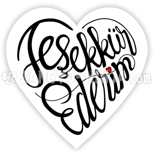 teşekkür ederim ve sevgilerimle kalp şeklinde hat sanatı