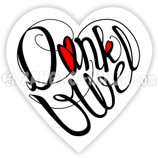 Dank u wel en twee liefdes als hartvormige typografie