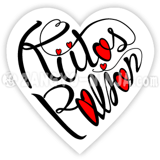 Kiitos paljon ja seitsemän rakkautta sydämenmuotoisena typografiana