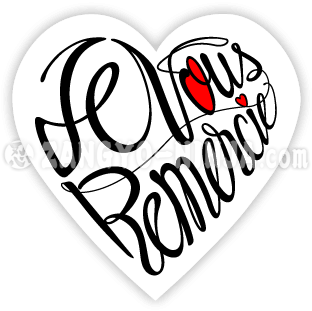 Je vous remercie et deux amours en calligraphie en forme de cœur