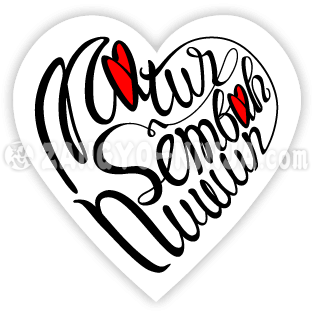 Matur sêmbah nuwun lan loro tresna minangka kaligrafi shaped ati