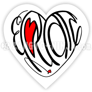 दिल के आकार की सुलेख के रूप में धन्यवाद और दो प्यार।