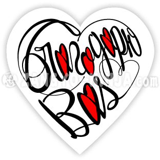 Благодарю вас и пять слов любви в виде каллиграфии в форме сердца