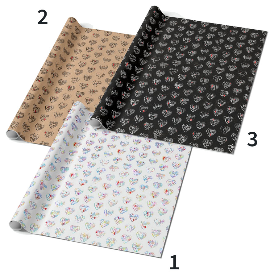 Kokoro gratitude wrapping papers include a heart each 44 languages